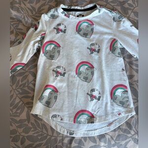 Appaman White Long Sleeve Tee with Pink & Teal Rainbow Hearts